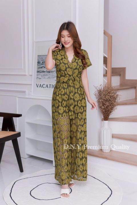 jumsuit-จั้มสูทขายาว-ลูกไม้-premium-m-xl-ชุดออกงาน-ชุดไปงาน-ชุดไปวัด-ชุดสวยๆ-ชุดสุภาพ-ชุดสีขาว-จั๊มสูทสีขาว-งานป้าย-d-n-y