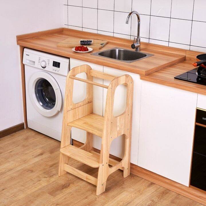 Solid Wood Toddler Hand Washing Stool Montessori Learning Tower Baby