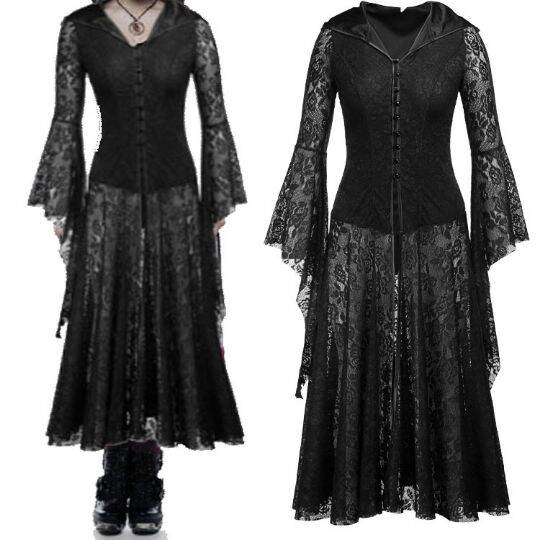 Fashion Fall/Winter Medieval Gothic Style Retro Halloween Black Dress ...