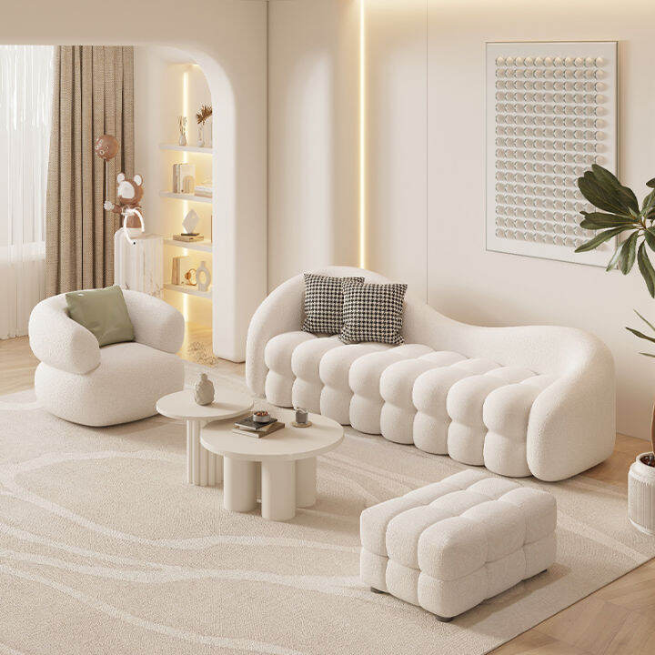 Cream Style Cashmere Sofa Medium and Small Apartment Living Room