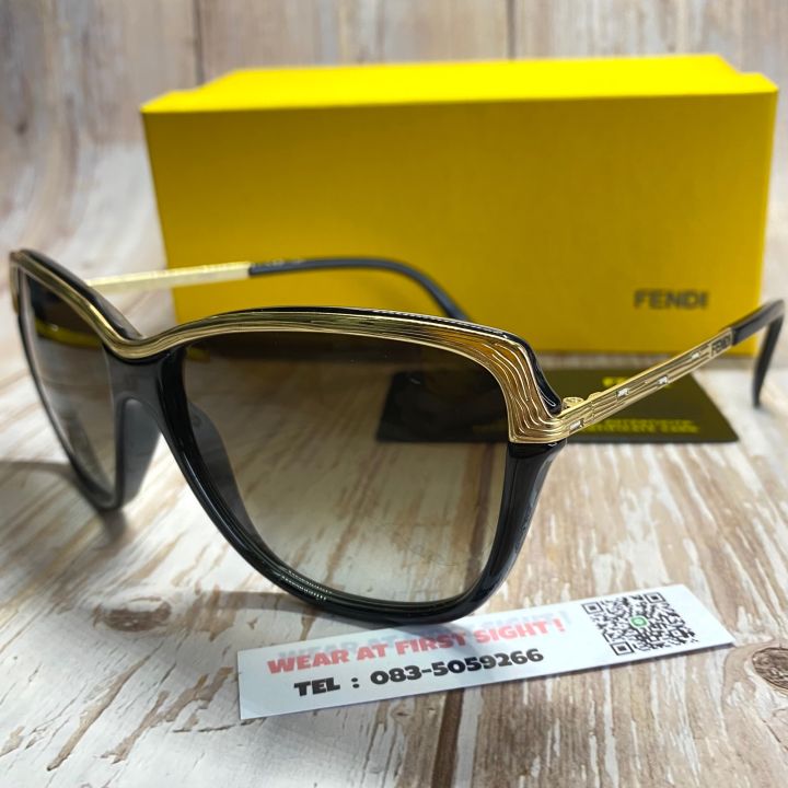 แว่นตากันแดด-fendi-ของแท้100-รุ่น-fs5300r-001-สีดำ-ทอง-fs5300r-215-สีน้ำตาล-ทอง-รับประกันศูนย์1ปี