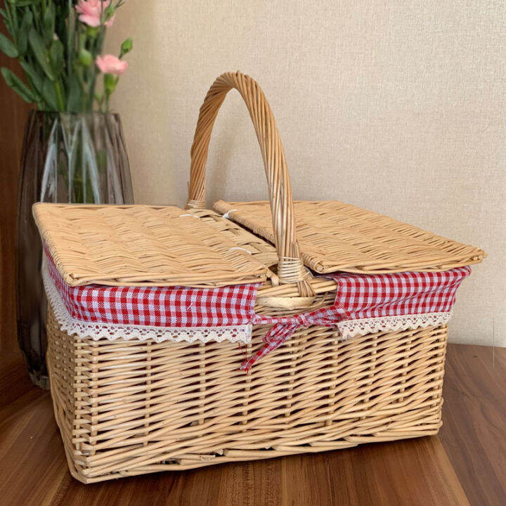 Rattan Wicker Picnic Basket Storage Basket Photography Photo Basket