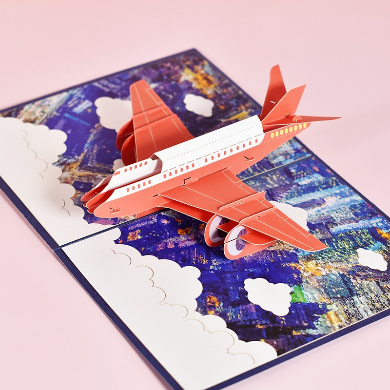 Greeting Card Three-dimensional Greeting 3D Paper-cut Business Aircraft Model 