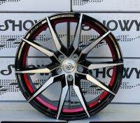 ล้อแม็ก ขอบ17 SHOWY L1206 17X7.5 ET+35 5H100 สีดำหน้าเงาท้องแดง?ราคาชุด4วง✅ แถมจุ๊บเหล็ก? มีรับประกันนาน 100 วัน✅❤️ ใส่โตโยต้า Altis,Wish