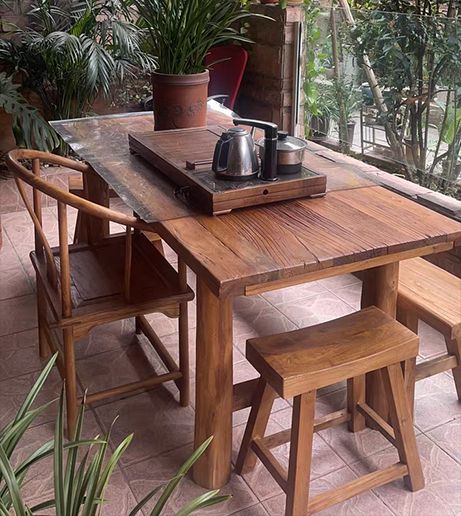 Pre-Order][Factory Direct: Yg] Outdoor/Indoor Elm Solid Wood Computer Dining  Table Chair Coffee Table Set, Old Elm Wood Natural Deep Grain, For Living  Room Courtyard Balcony Swimming Pool, Customize For Restaurant  Outdoor户外实木桌椅(Eta: 1Mth) |