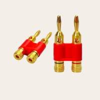 Dual Speaker Banana Plugs 24K Gold ปลั๊กกล้วยลำโพงคู่ ชนิดสกรูเปิด ปลั๊กเสียงสำหรับเครื่องขยายเสียง ลำโพง 4 mm ปลั๊กกล้วย