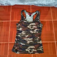 ?เสื้อกล้ามผ้าโพลีผสมสแปนเด็กซ์ ลาย Camo อก36-38  ใส่สบายผ้าแห้งไวสำหรับสาวๆ