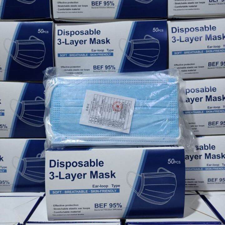 MASKER DISPOSABLE 3PLY 1 BOX ISI 50 Pcs Facemask Mask Sudah Kemenkes ...