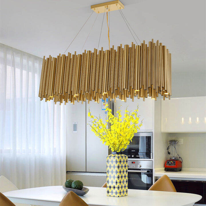 Luxury Modern LED Chandelier Gold Delightfull Tube Suspension Pendant Lamp Stainless Steel