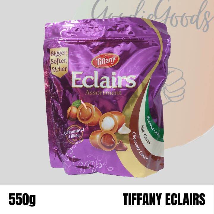 Tiffany Eclairs Assortment (Hazelnut, Chocolate & Milk Cream) 550g (EXP