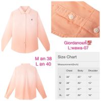 เสื้อเชิ๊ต เสื้อเชิ๊ตผู้หญิง Giordanoแท้? เสื้อเชิ๊ตแขนยาว ทรงslim size m อก 38 ?ขายแบรนด์แท้ร้านสต๊อกจากshop ไทย?