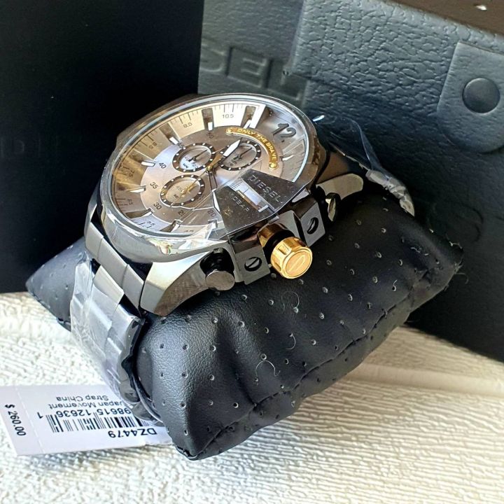 ของแท้-100-นาฬิกา-dz4479-กล่องแบรนด์-new-diesel-timeframes-mega-chief-grey-black-chronograph-quartz-mens-watch