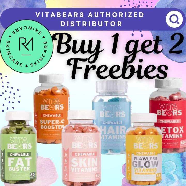 Vitabears Chewable Gummies (Hair Vitamins, Skin Vitamins, Detox Apple ...