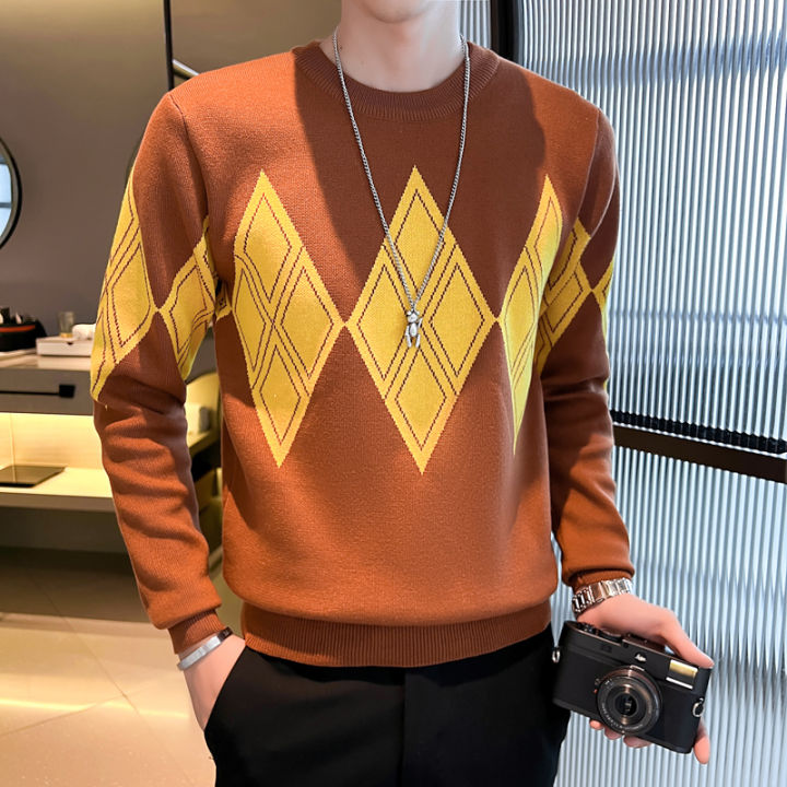 Mens Fashion Flash Gucci Manes Instagram Louis Vuitton Check Jacquard  Sweater