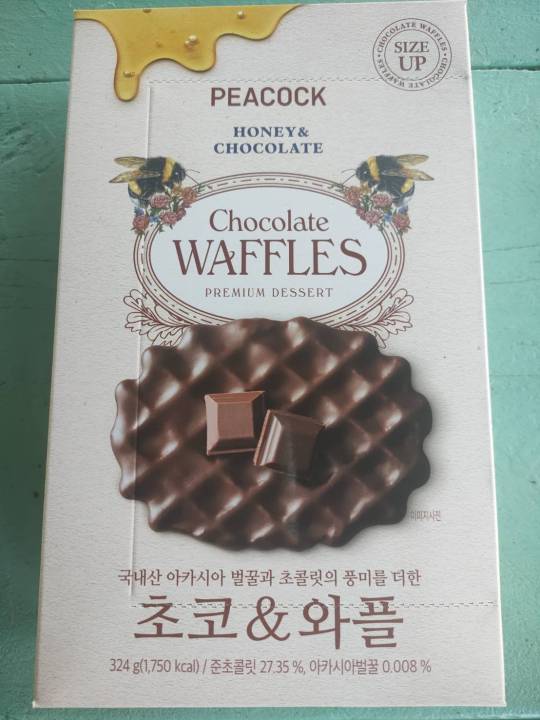 peacock-chocolate-waffles-324-g-วาฟเฟิลเคลือบช็อคโกแลตผสมน้ำผึ้ง-324-กรัม