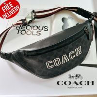 กระเป๋าคาดอก Coach #CB912  Warren Belt Bag In Signature Canvas With Varsity Motif