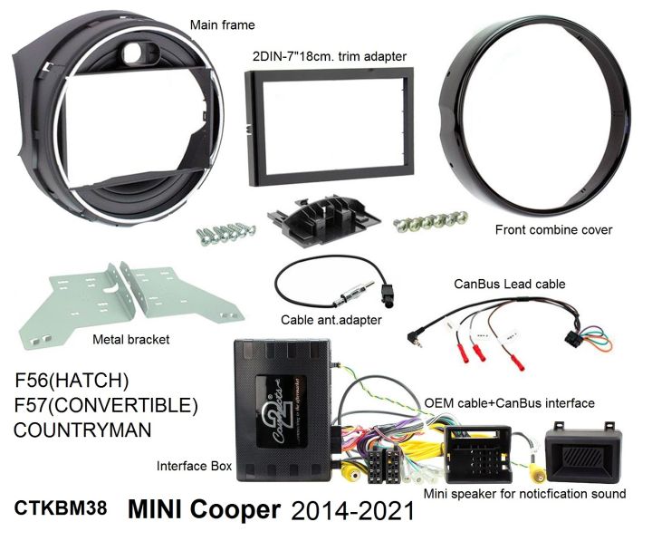 หน้ากากวิทยุ พร้อมชุดอุปกรณ์ CanBus MINI Cooper F56 F57  COUNTRY MAN  HATCHBACK CONVERTIBLE ปี 2014 -2020 สำหรับเปลี่ยนเครื่องเล่น 2DIN7