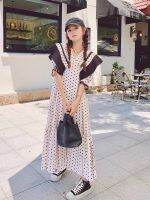 (circle)Polka dots Dress (circle) แมกซี่จุดป้าย YPY