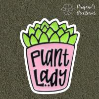 ʕ •ᴥ•ʔ ✿ พร้อมส่ง : เข็มกลัดลายกระถางต้นไม้สีชมพู “Plant Lady” | “Plant Lady” Pink Flowerpot Enamel Brooch Pin.