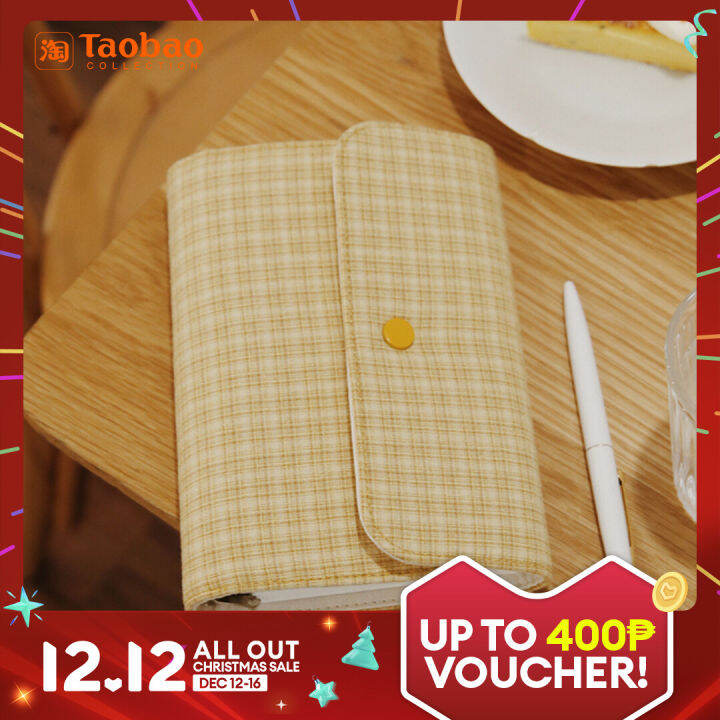 Note for Cloth Cover LooseLeaf Journal Book Plaid Cafe A6 LooseLeaf