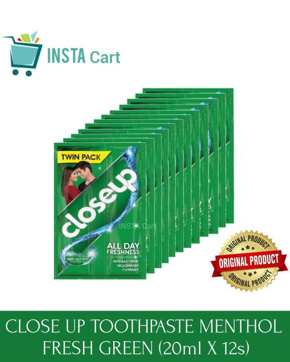 CLOSE UP TOOTHPASTE MENTHOL FRESH GREEN (20ml X 12s) SACHET Lazada PH
