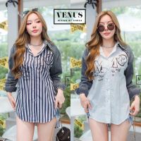 ?️Jeans shirt เสื้อเชิ๊ตแขนยาว แต่งผ้ายีนเนื้อดี สกีนลายตัวอักษร