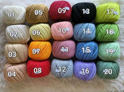 เชือกคอตตอนทอ สไตล์เกาหลี cotton Yanz made 2mm 100g.สำหรับถักกระเป๋า หมวก,เสื้อคลุม,งานฝีมือ