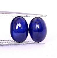 คู่หลังเบี้ยไพลินสีน้ำเงินธรรมชาติ 7x5 มม 7x5mm natural blue sapphire cabochon pair