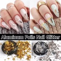 แผ่นเปลวแต่งเล็บ แผ่นเปลว แผ่นเปลวละเอียด แผ่นทองเปลว Gold Silver Irregular Aluminum Foil Paper Nail Art Stickers Glitter DIY Manicure UV Gel Polish Nails Decoration Supplies