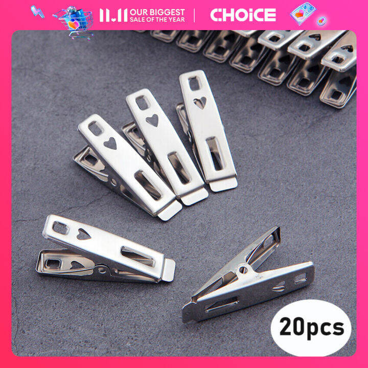 tainless Steel Clothespins 20 Pack Binder Clips,Heavy Duty Clothespin