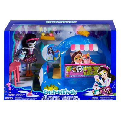 Enchantimals ตุ๊กตา เอนเชนติมอล และรถบรรทุกไอศกรีมของเพนกวิน Wheel Frozen Treats Preena Penguin Doll and Playset ของแท้