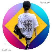 เสื้อยืดแขนสั้น YES EYE SEE COTTON 100% สีขาว ไซส์ M อก 40" พร้อมส่ง