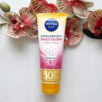 180 ml. ผลิต 01/23 นีเวีย ซัน เอ็กซ์ตร้า โพรเท็ค เดลี่ โกลว์ สีชมพู Nivea Sun Extra Protect Daily Glow Essence Serum