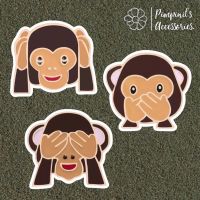 ?? พร้อมส่ง : ??? เข็มกลัดเซ็ทแก๊งลิง 3 ตัว | 3 Monkeys Enamel Brooch Pin Set.