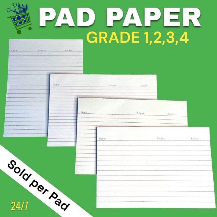 Pad Paper For Grade School (1,2,3,4) sold per Pad Lazada PH