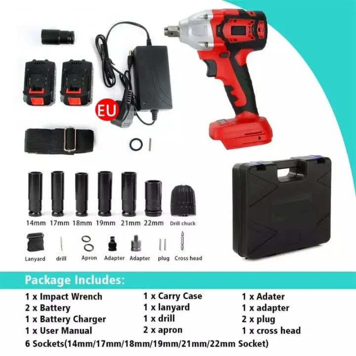 MECRAAF® Cordless 20V Impact Wrench Driver | 2x 4.0Ah Battery & Fast Charger | Impact Driver High Torque Brushless Impact Gun Includes LED Work Light Variable Speeds For Car | Truck RV
