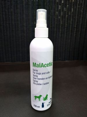 MalAcetic Spray  สเปรย์พ่นผิวหนังสัตว์เลี้ยงที่ติดเชื้อแบคทีเรีย-เชื้อรา ช่วยลดกลิ่นอับชื้น ไม่ทำให้ผิวแห้ง ขนาด 230ml สำหรับสุนัขและแมว   เหมาะกับเชื้อยีสต์และแบคทีเรีย