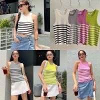 New!! Stripe tank top ☀️??(340฿ฟรีส่ง) Summer นี้ต้องมีติดตู้นะคะสาวๆ เสื้อกล้ามไหมพรมทอลายริ้ว ผ้าเนื้อดีมาก ยืดหยุ่นได้เยอะมาก ทรงสวย แมทช์ง่าย ใส่สบายเหมาะกับร้อนนี้สุดๆ akkara