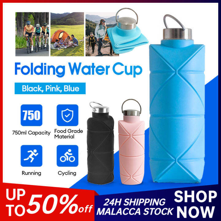 750ML Portable Retractable Water Bottle Silicone Drinking Bottle ...