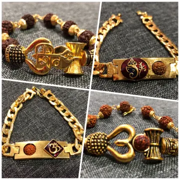 Rakhis Online USA-5595 Rudraksh pearl bracelet rakhi – Ghasitaram Gifts