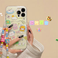 Play Sheng หูฟังกราฟฟิตีลายการ์ตูนน่ารักเคสโทรศัพท์มือถือลายหมีฮัมบูร์ก iphone14promax iPhone 13เคสป้องกันซิลิโคนสองชั้นกันกระแทกไอเดียสร้างสรรค์มีโซ่แบบใหม่สำหรับผู้หญิง11 14Pro 12 14PM