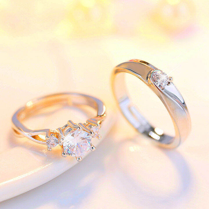 Marriage Exchange Couple Rings Fake Diamond Ring Wedding Ceremony Model 