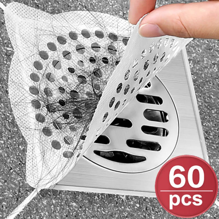 50 Pcs Disposable Shower Drain Hair Catcher Mesh Stickers, Anti Clogging Floor Sink Strainer, Shower Drain Dog Hair, Size: 11, White