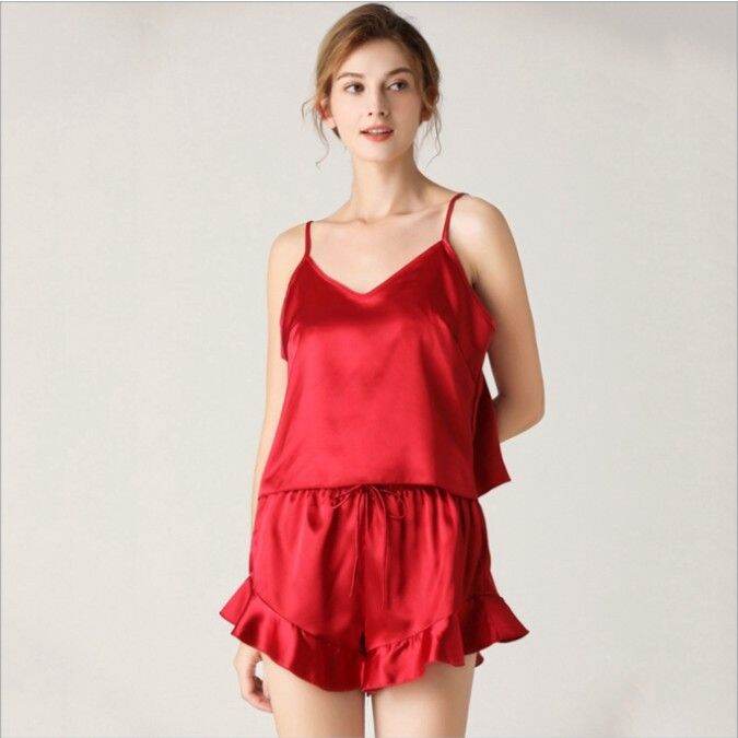 Silk Satin Sleepwear Sexy Nightwear Silk Spaghetti Pajama Set For Women Lazada Ph