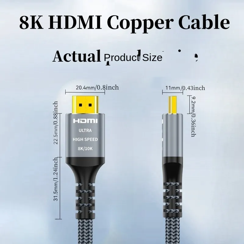 8K HDMI Cable 2.1 48Gbps 3.3FT/1M, High Speed HDMI Braided Cord-4K@120Hz  8K@60Hz,Compatible with Roku TV/PS5/HDTV/Blu-ray