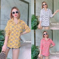 ?Sunny?เสื้อเชิ้ตแขนยาวLV อก40" ✨เสื้อเชิ้ตสไตล์LV พร้อมส่ง?