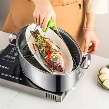 Stainless Steel Steamer Household Extra Large Steamed Fish Pot Steamed Buns  Steamer Drawer Three-layer Large Capacity 40cm