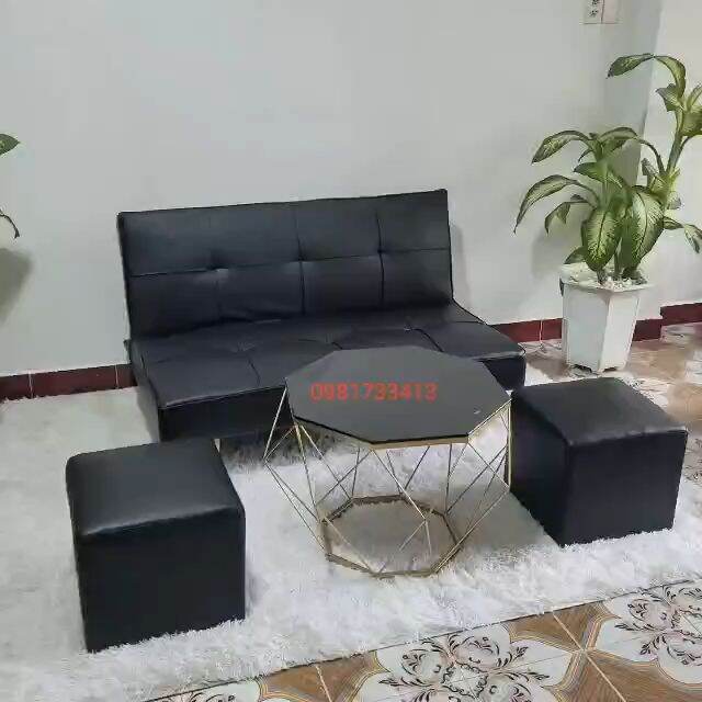 Ghế sofa bed mini dài 1m2 bọc da màu đen Ghế sofa mini decor phòng ...