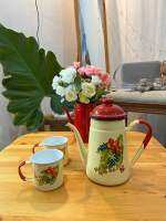 Aloha hawai tea pot and 2 glasses