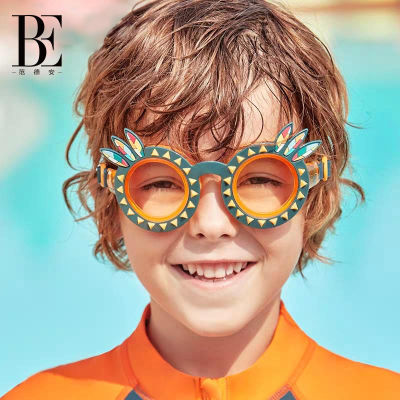 BE แว่นตาว่ายน้ำสำหรับเด็กแว่นตาว่ายน้ำความละเอียดสูงกันน้ำกันหมอกป้องกันแสงแดด UV อุปกรณ์ฝึกว่ายน้ำสำหรับเด็กชายและเด็กหญิง